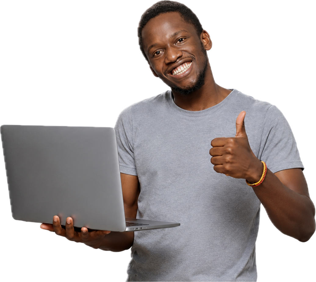 Happy customer giving feedback